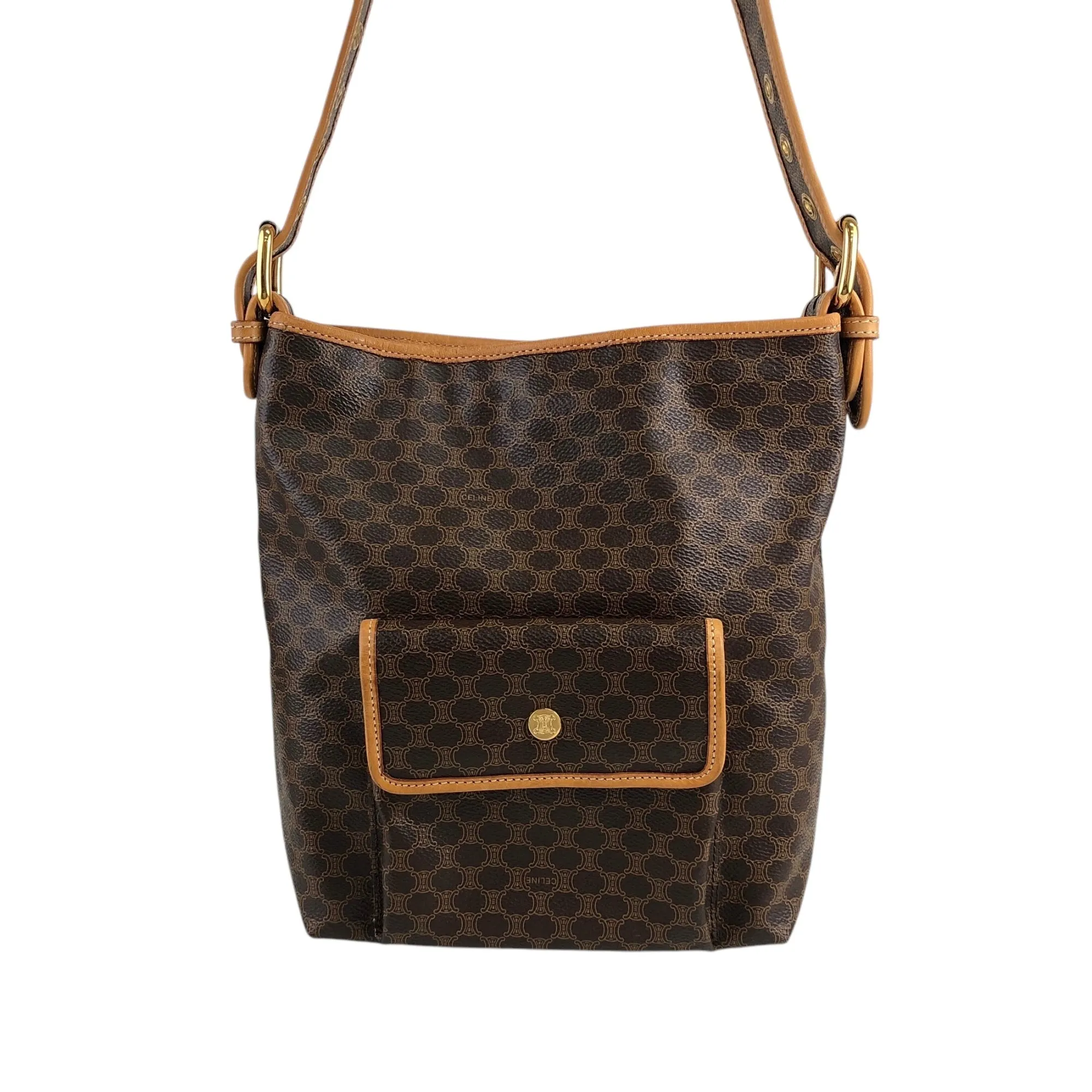 CELINE Macadam Shoulder bag Brown Vintage f23gdx