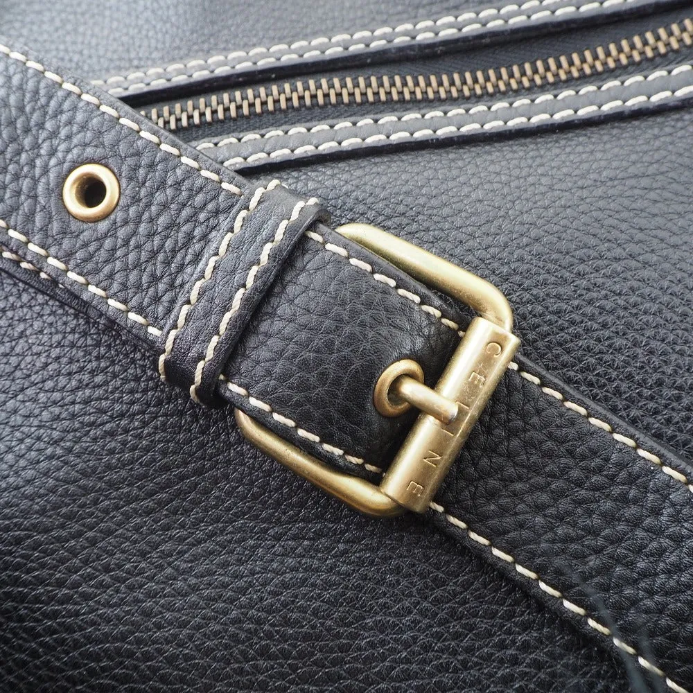 CELINE Shoulder Bag Calfskin black Women Used