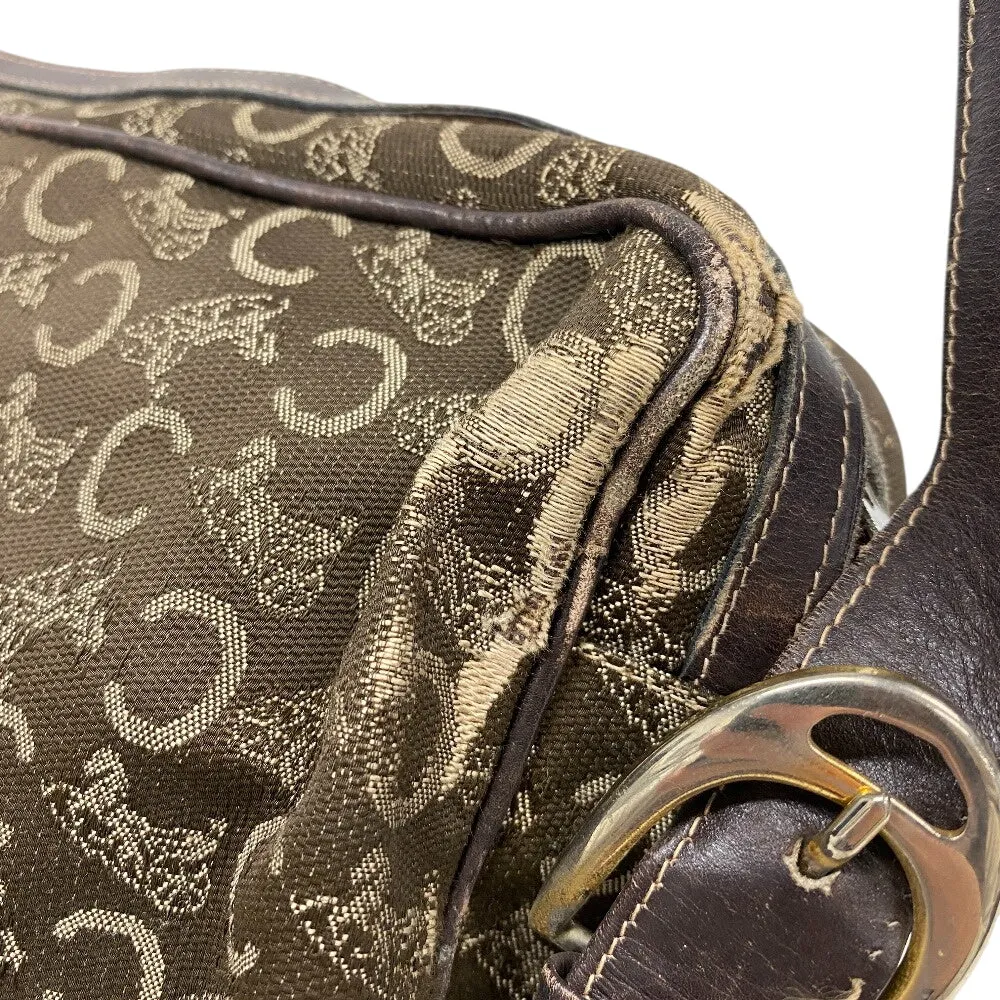 CELINE Shoulder Bag Canvas, Leather Brown Sulky C Carriage Pattern