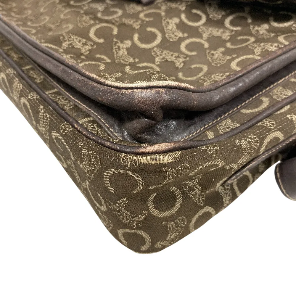 CELINE Shoulder Bag Canvas, Leather Brown Sulky C Carriage Pattern