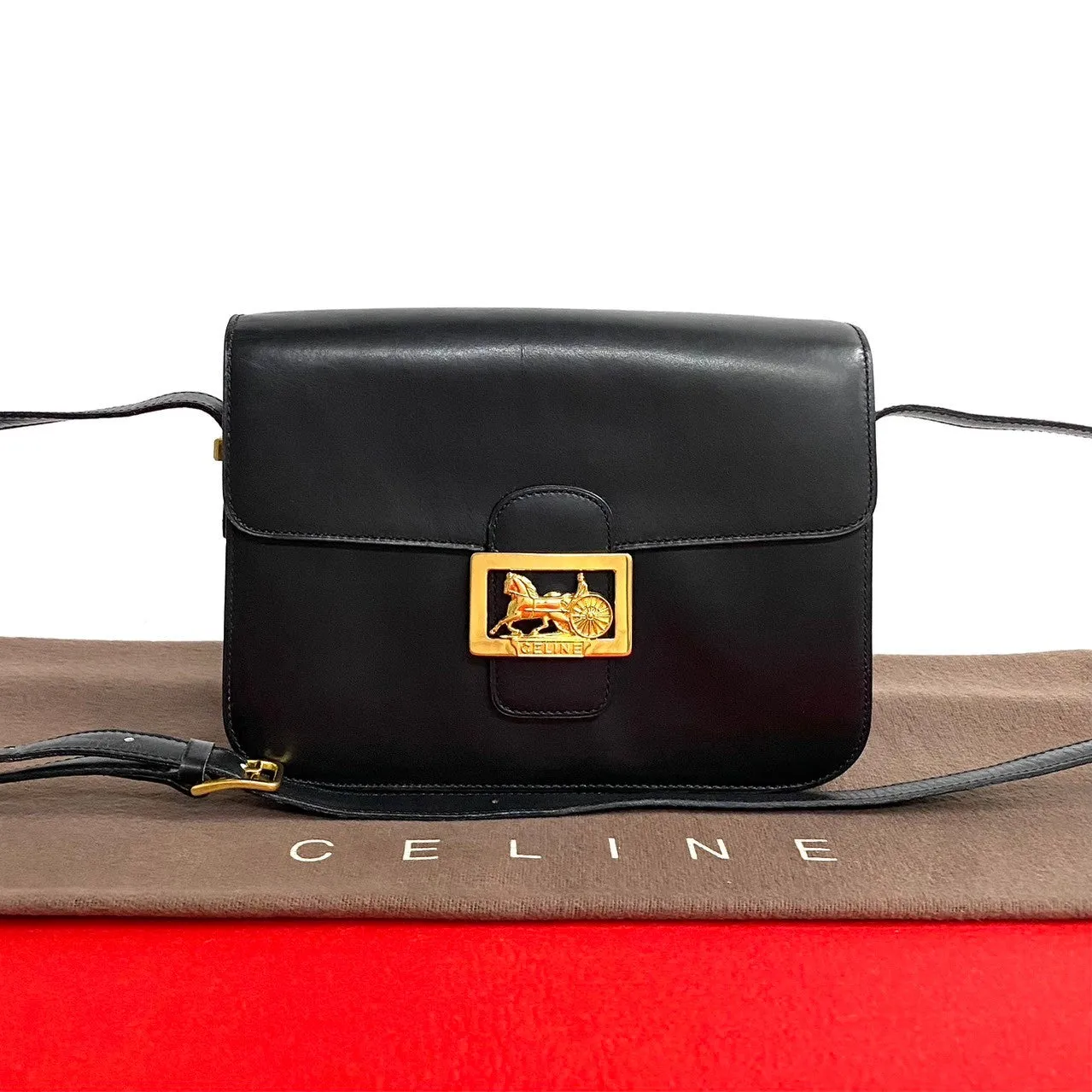 CELINE Shoulder Bag leather black