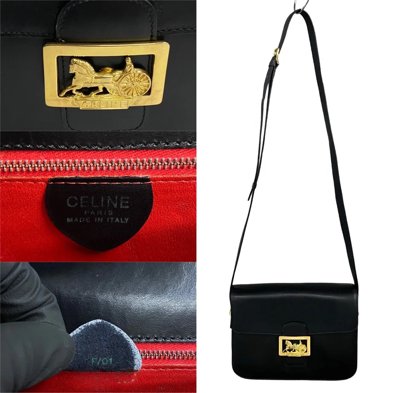 CELINE Shoulder Bag leather black