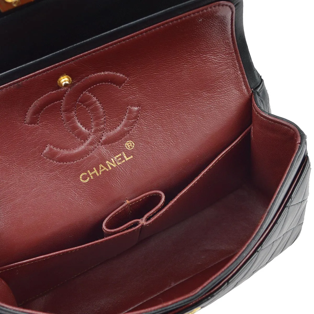 Chanel 1986-1988 Black Lambskin Small Classic Double Flap Shoulder Bag