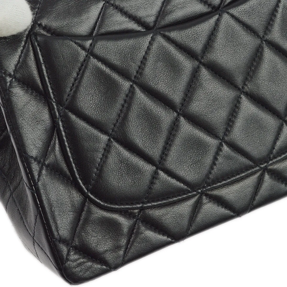 Chanel 1991-1994 Black Lambskin Mini Classic Square Flap Shoulder Bag 17