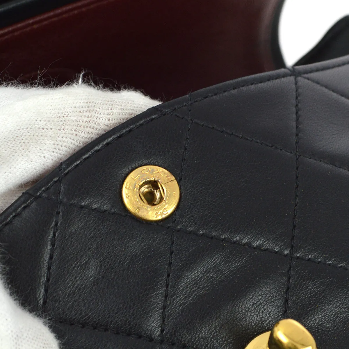 Chanel 1991-1994 Black Lambskin Small Classic Double Flap Shoulder Bag