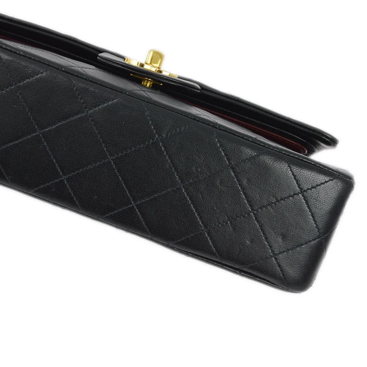 Chanel 1991-1994 Black Lambskin Small Classic Double Flap Shoulder Bag