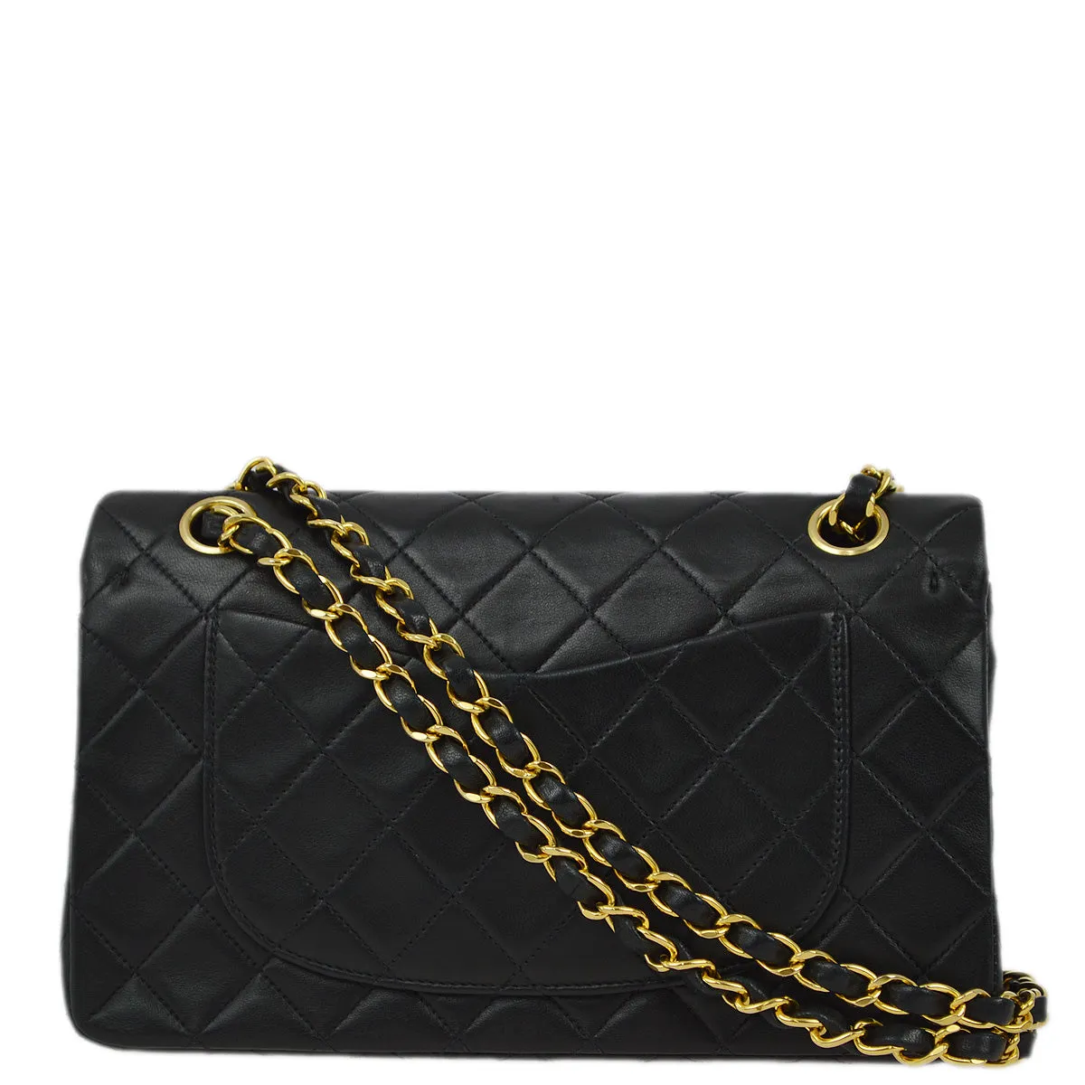 Chanel 1991-1994 Black Lambskin Small Classic Double Flap Shoulder Bag