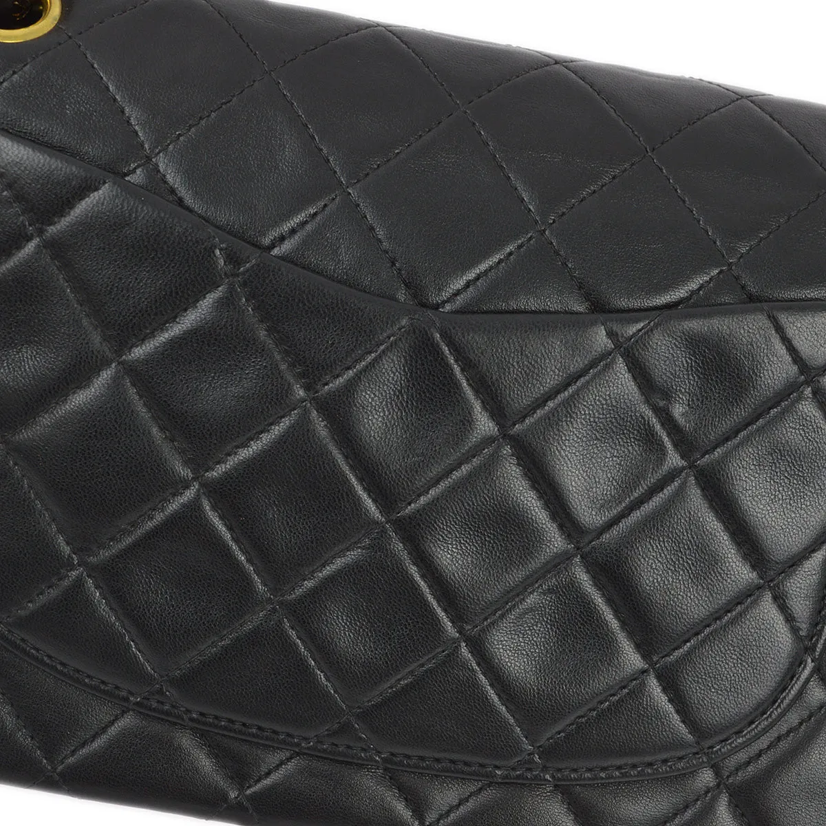 Chanel 1996-1997 Black Lambskin Small Classic Double Flap Shoulder Bag