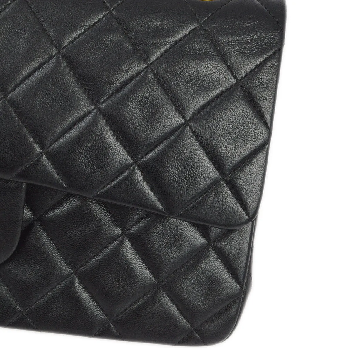 Chanel 1996-1997 Black Lambskin Small Classic Double Flap Shoulder Bag