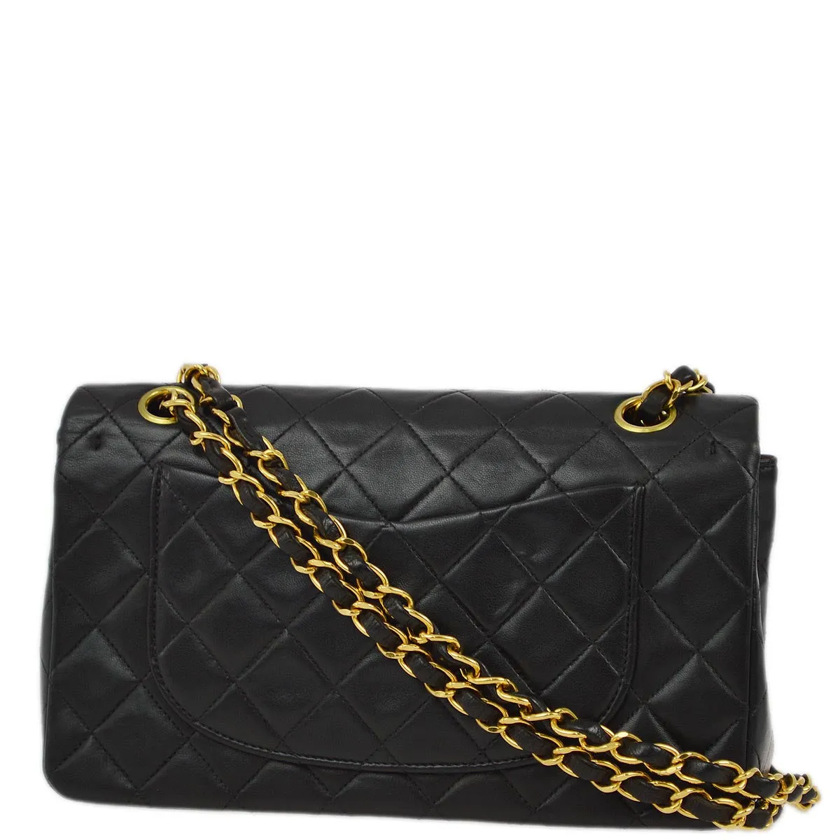 Chanel 1996-1997 Black Lambskin Small Classic Double Flap Shoulder Bag
