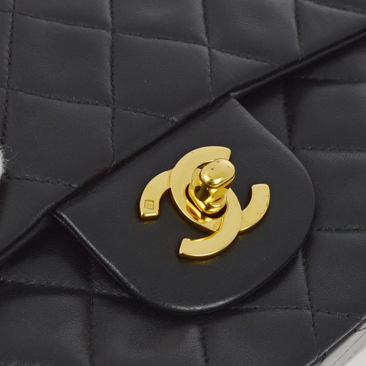 Chanel 1996-1997 Black Lambskin Small Classic Double Flap Shoulder Bag