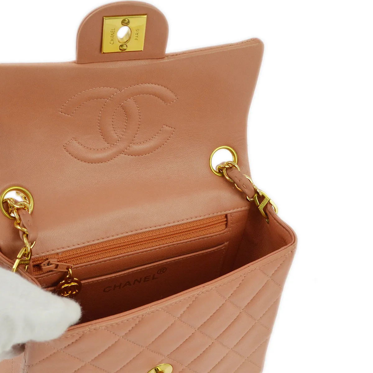Chanel 1997-1999 Lambskin Mini Classic Square Flap Shoulder Bag 17