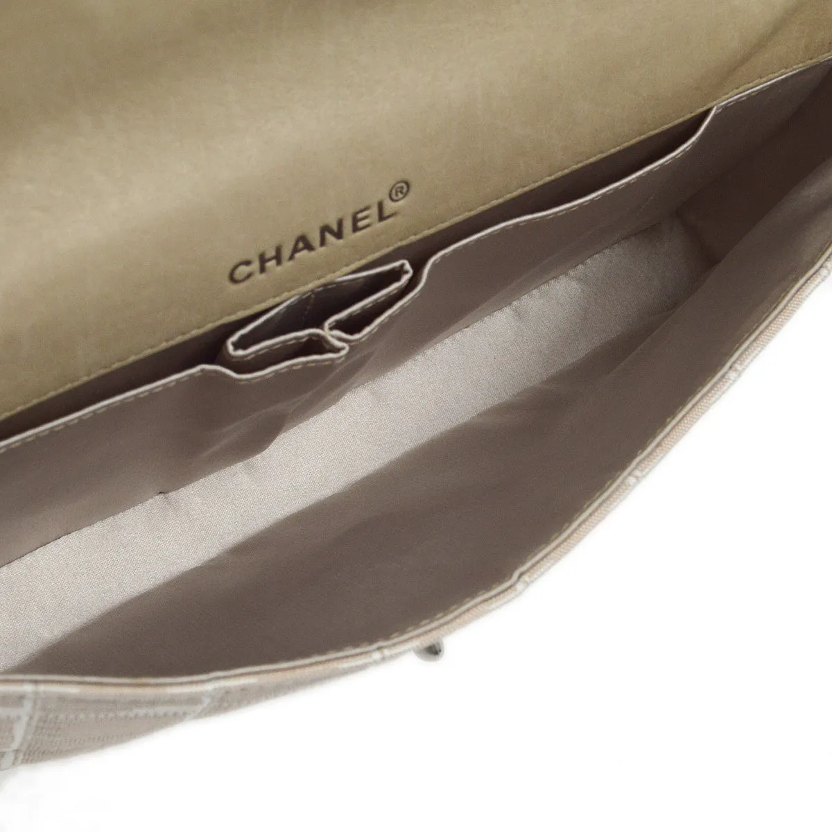Chanel 2000-2001 Beige Jacquard Nylon East West Travel Line Shoulder Bag