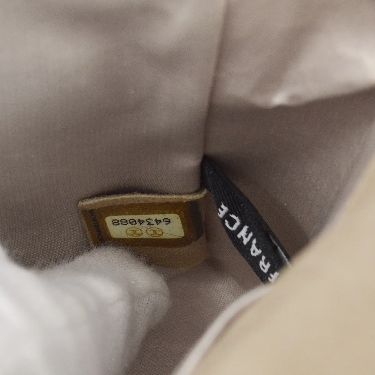 Chanel 2000-2001 Beige Jacquard Nylon East West Travel Line Shoulder Bag