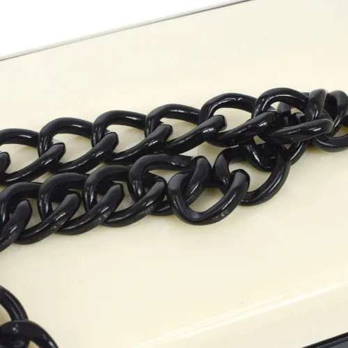 CHANEL 2000-2001 CC Chain Shoulder Bag Bi-Color Ivory Black ao11536
