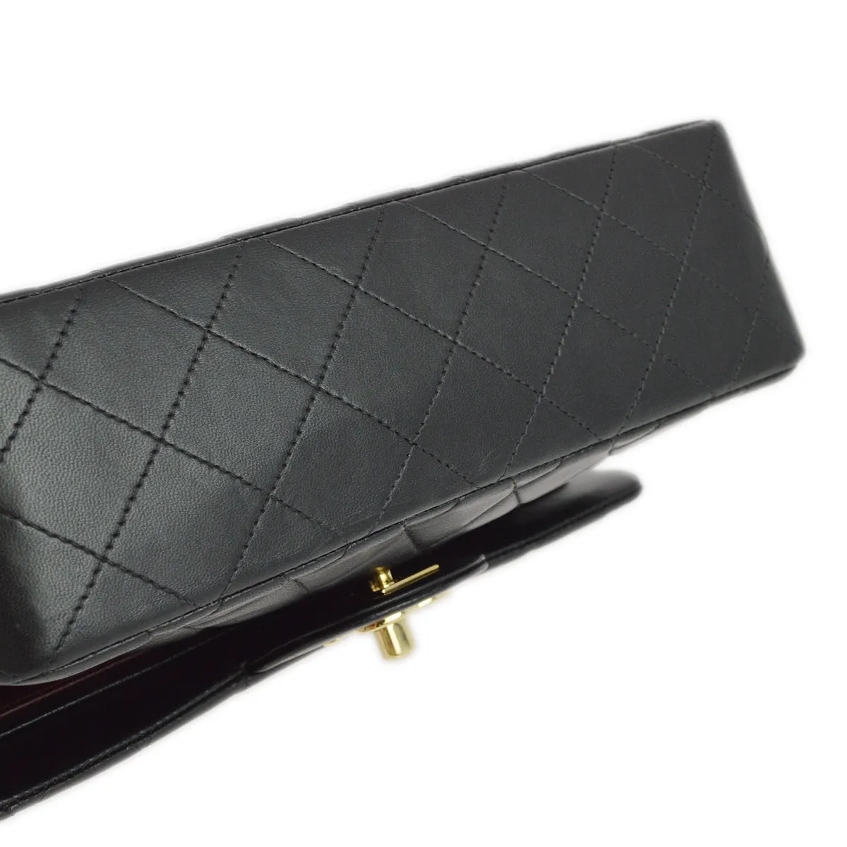 Chanel 2001-2003 Black Lambskin Small Classic Double Flap Shoulder Bag