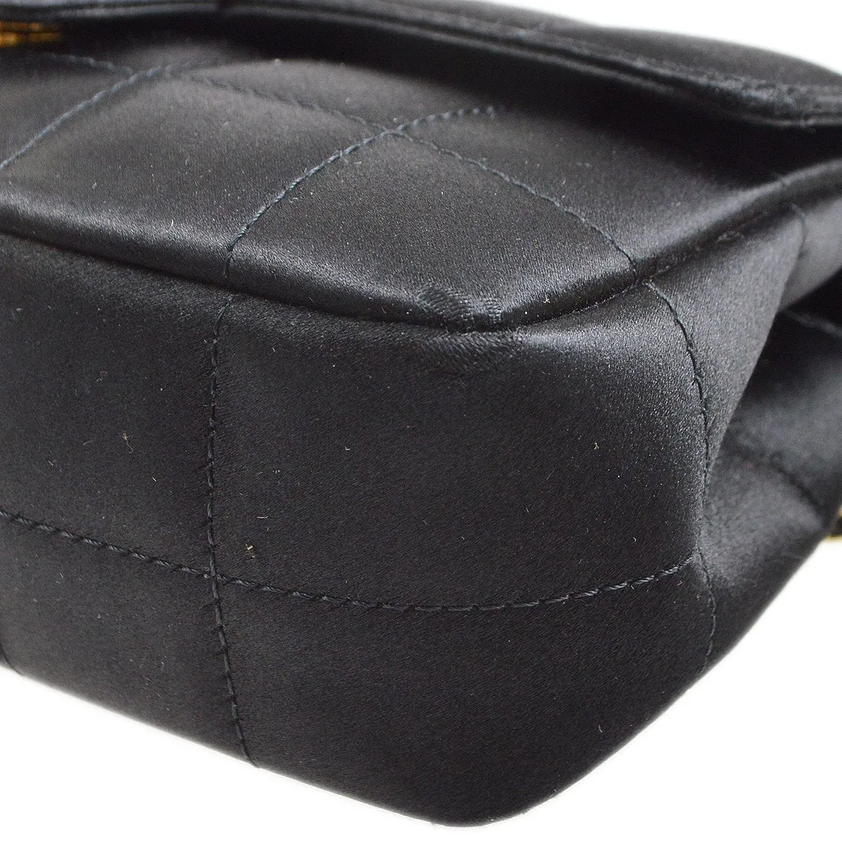 CHANEL 2009-2010 Camellia Choco Bar Single Chain Shoulder Bag Black Satin 51050