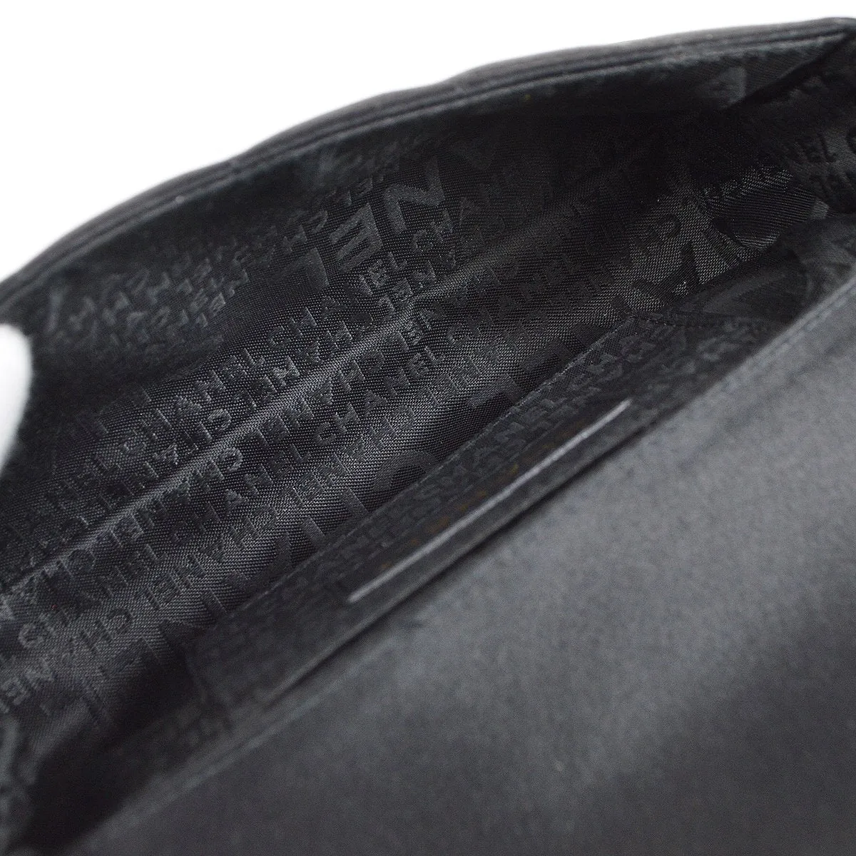 CHANEL 2009-2010 Camellia Choco Bar Single Chain Shoulder Bag Black Satin 51050