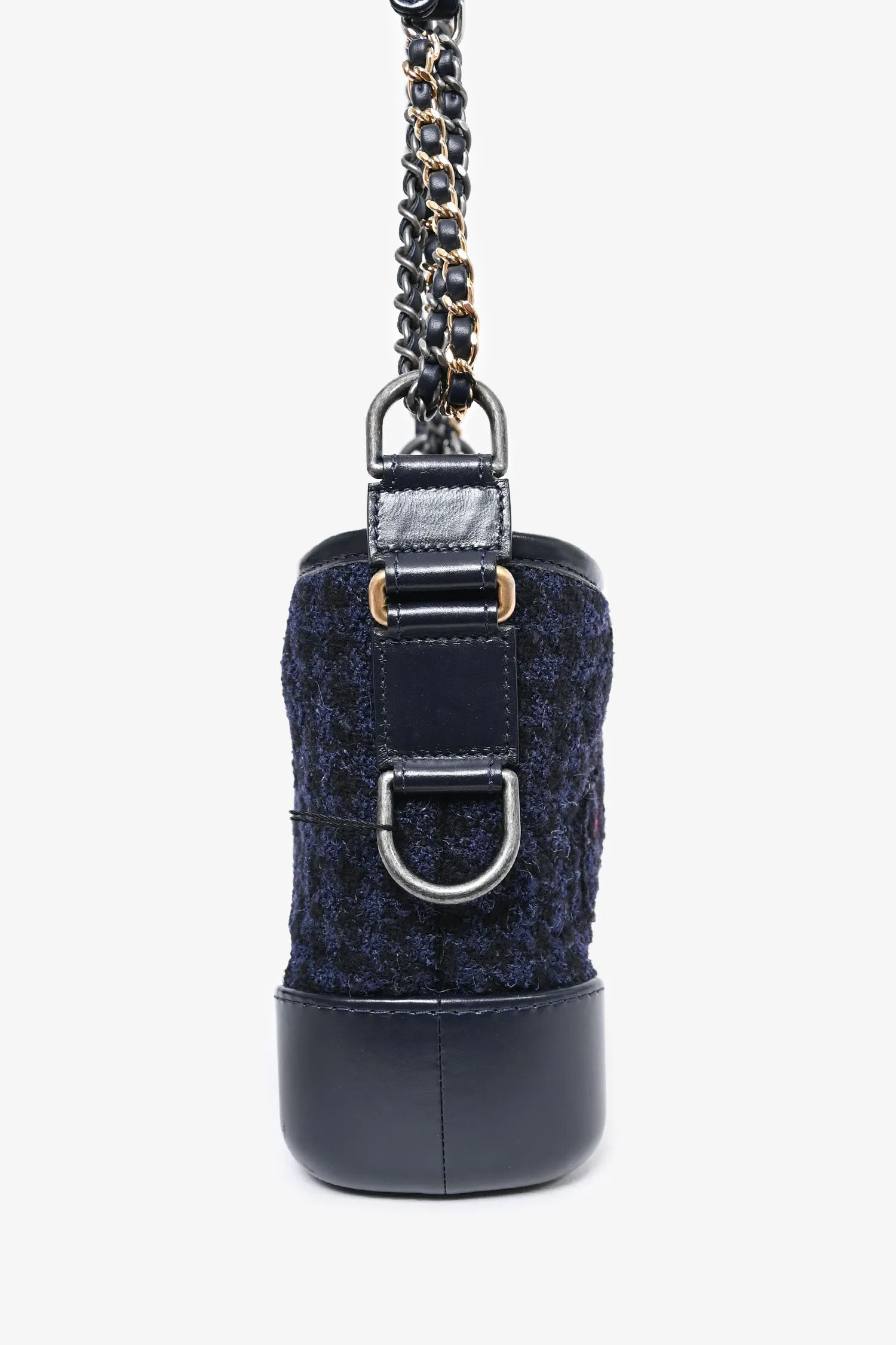Chanel? 2017 Black Leather/Navy Tweed Small Gabrielle Shoulder Bag (As Is)