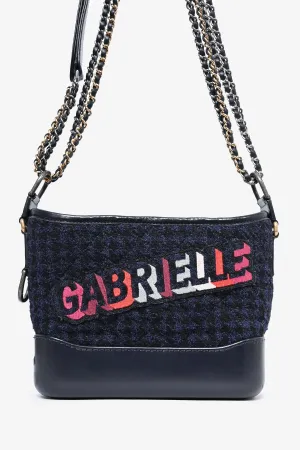 Chanel? 2017 Black Leather/Navy Tweed Small Gabrielle Shoulder Bag (As Is)
