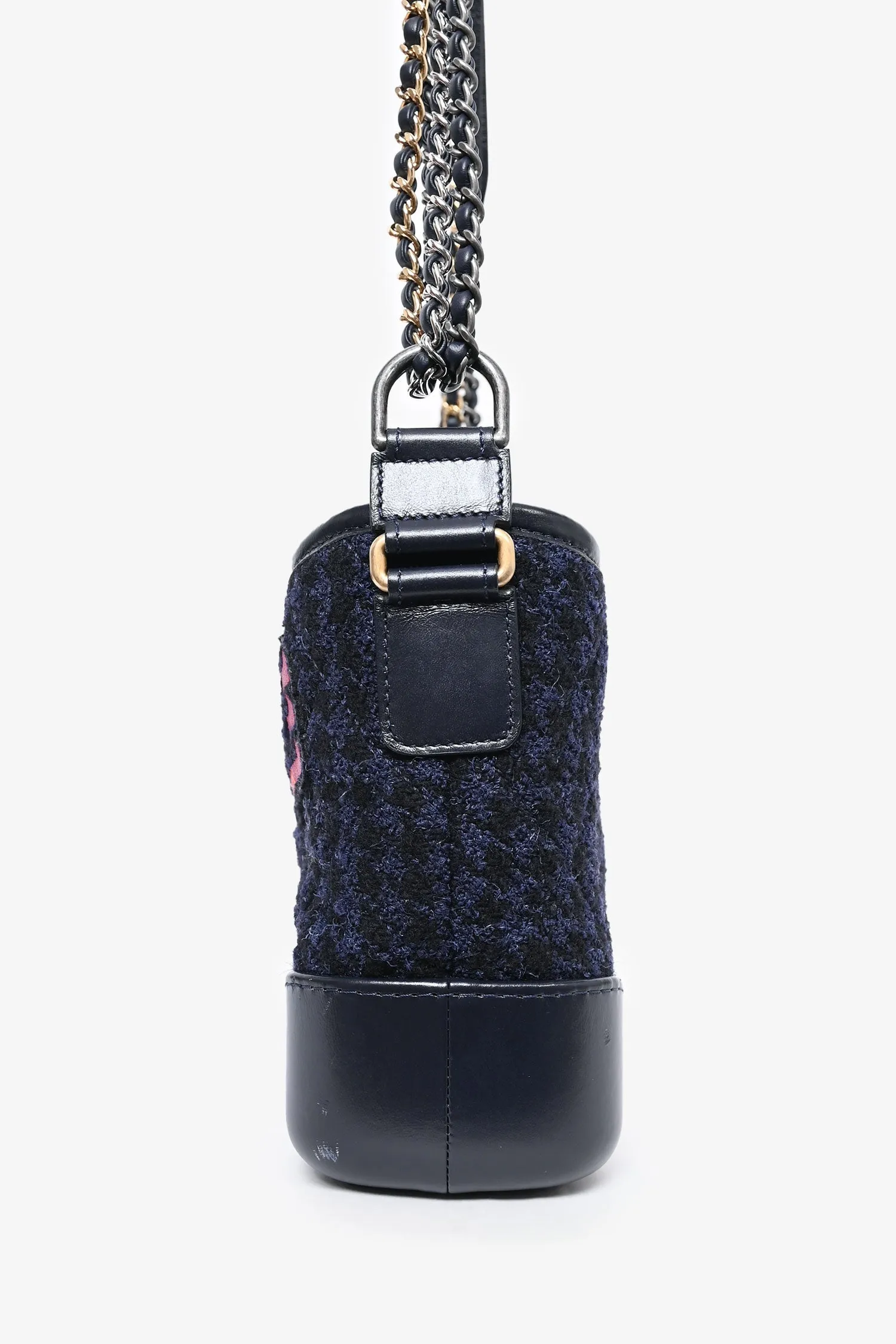 Chanel? 2017 Black Leather/Navy Tweed Small Gabrielle Shoulder Bag (As Is)