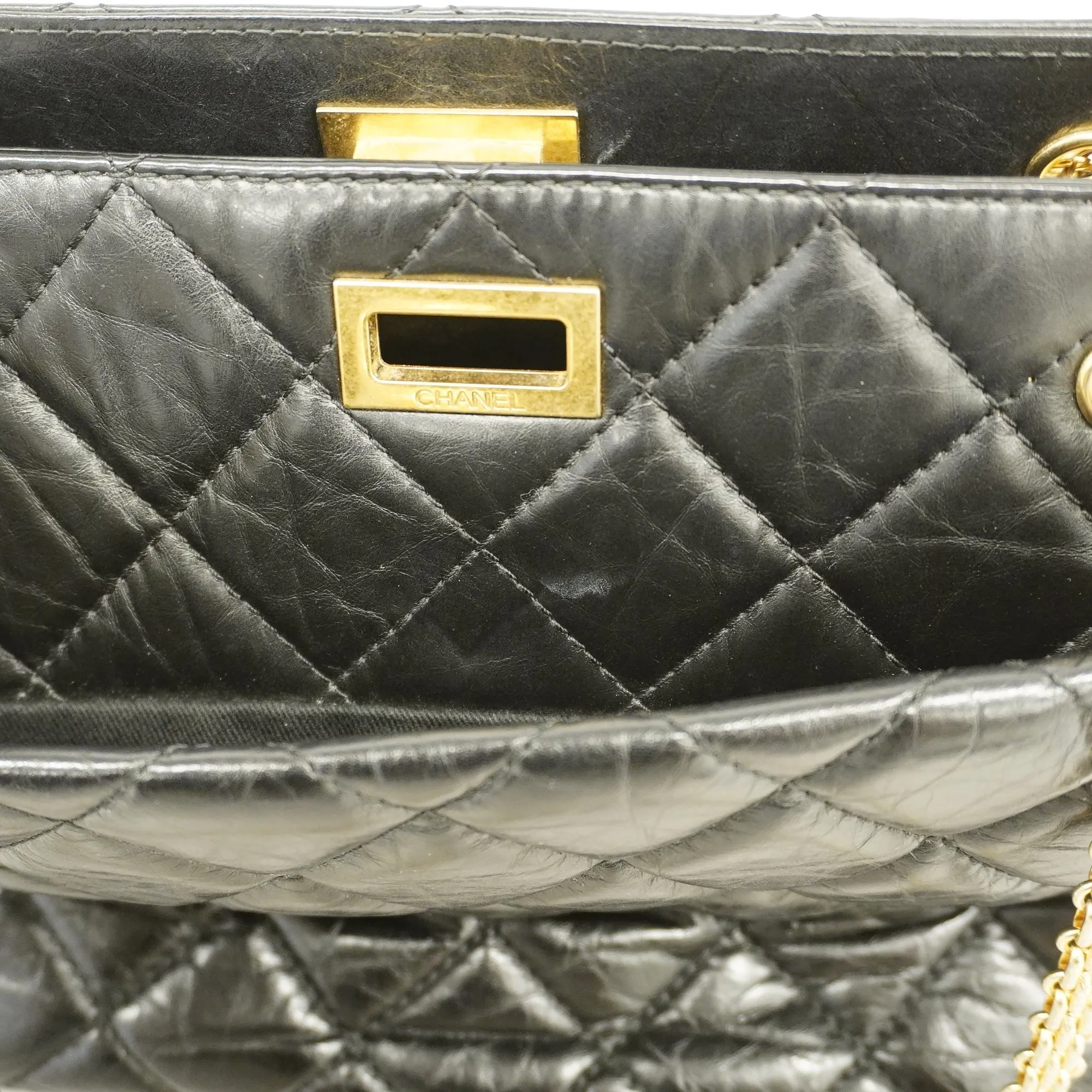 Chanel 2.55 Chain Shoulder Women's Leather Shoulder Bag Black