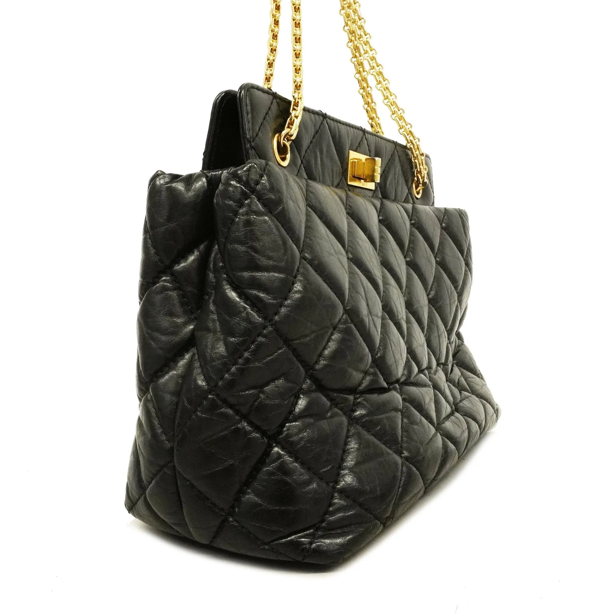 Chanel 2.55 Chain Shoulder Women's Leather Shoulder Bag Black