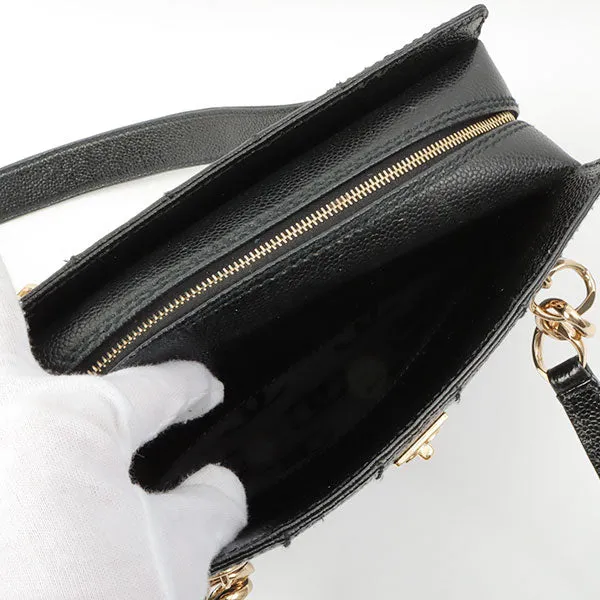Chanel Around 2002 Made Turn-Lock Choco Bar Shoulder Bag Black