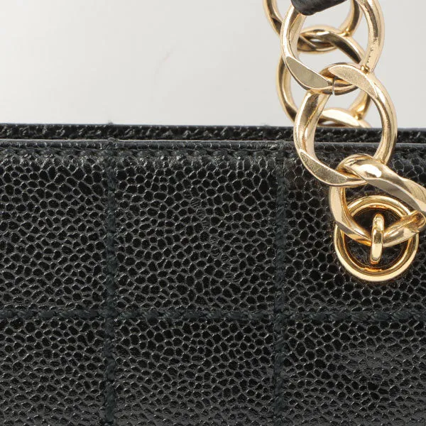 Chanel Around 2002 Made Turn-Lock Choco Bar Shoulder Bag Black