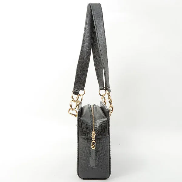 Chanel Around 2002 Made Turn-Lock Choco Bar Shoulder Bag Black