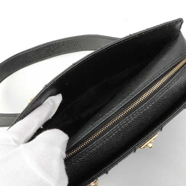 Chanel Around 2002 Made Turn-Lock Choco Bar Shoulder Bag Black