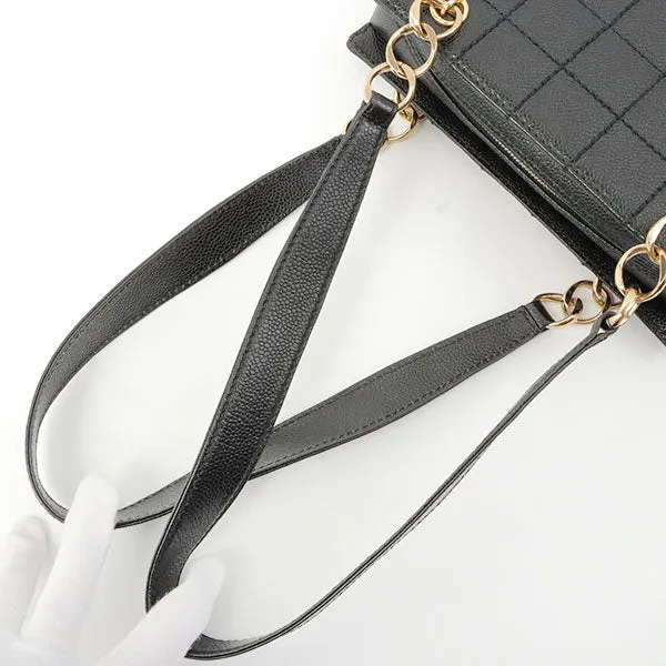 Chanel Around 2002 Made Turn-Lock Choco Bar Shoulder Bag Black