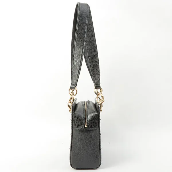 Chanel Around 2002 Made Turn-Lock Choco Bar Shoulder Bag Black