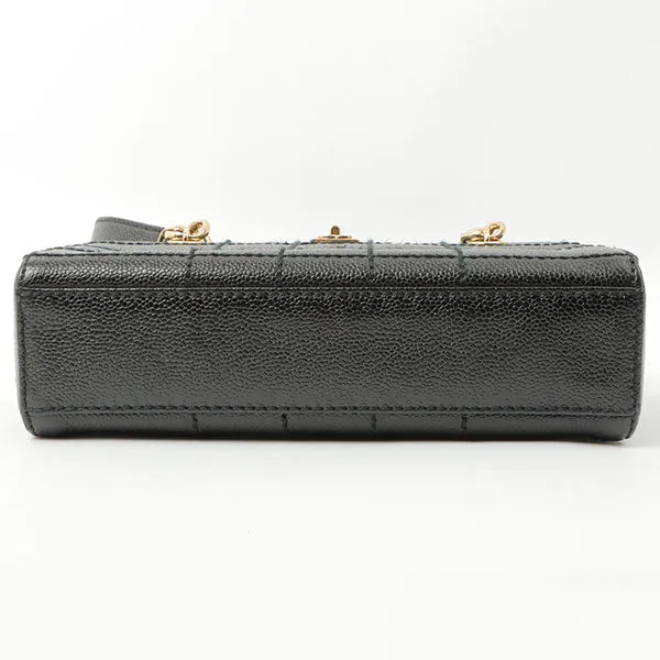 Chanel Around 2002 Made Turn-Lock Choco Bar Shoulder Bag Black