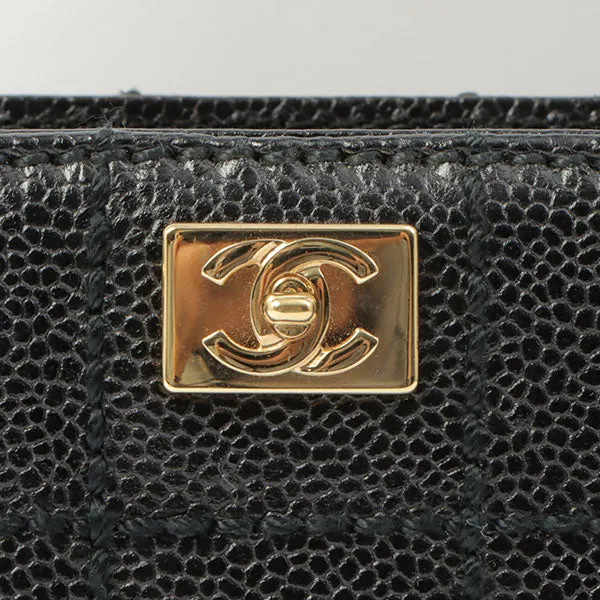 Chanel Around 2002 Made Turn-Lock Choco Bar Shoulder Bag Black