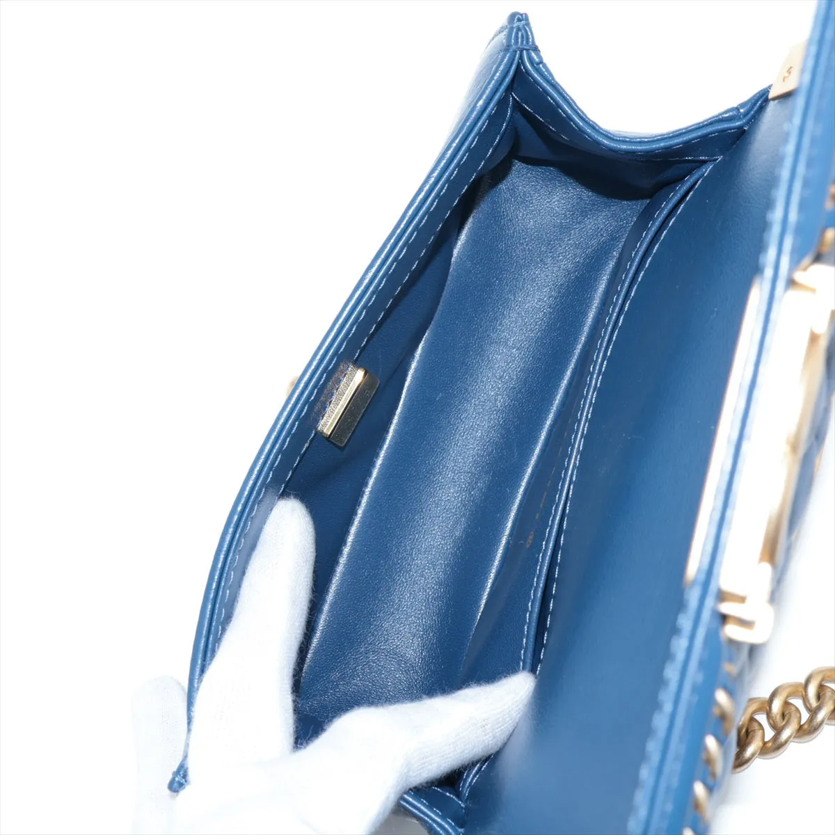 Chanel Boy Chanel 20 Small Chain Leather Shoulder Bag Blue G  A67085