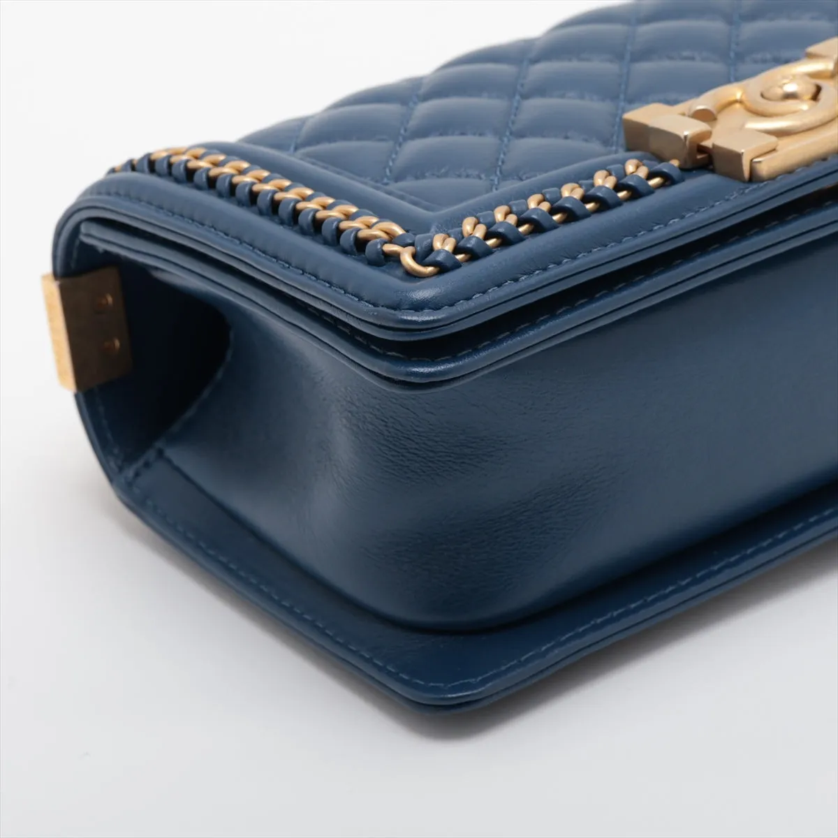 Chanel Boy Chanel 20 Small Chain Leather Shoulder Bag Blue G  A67085