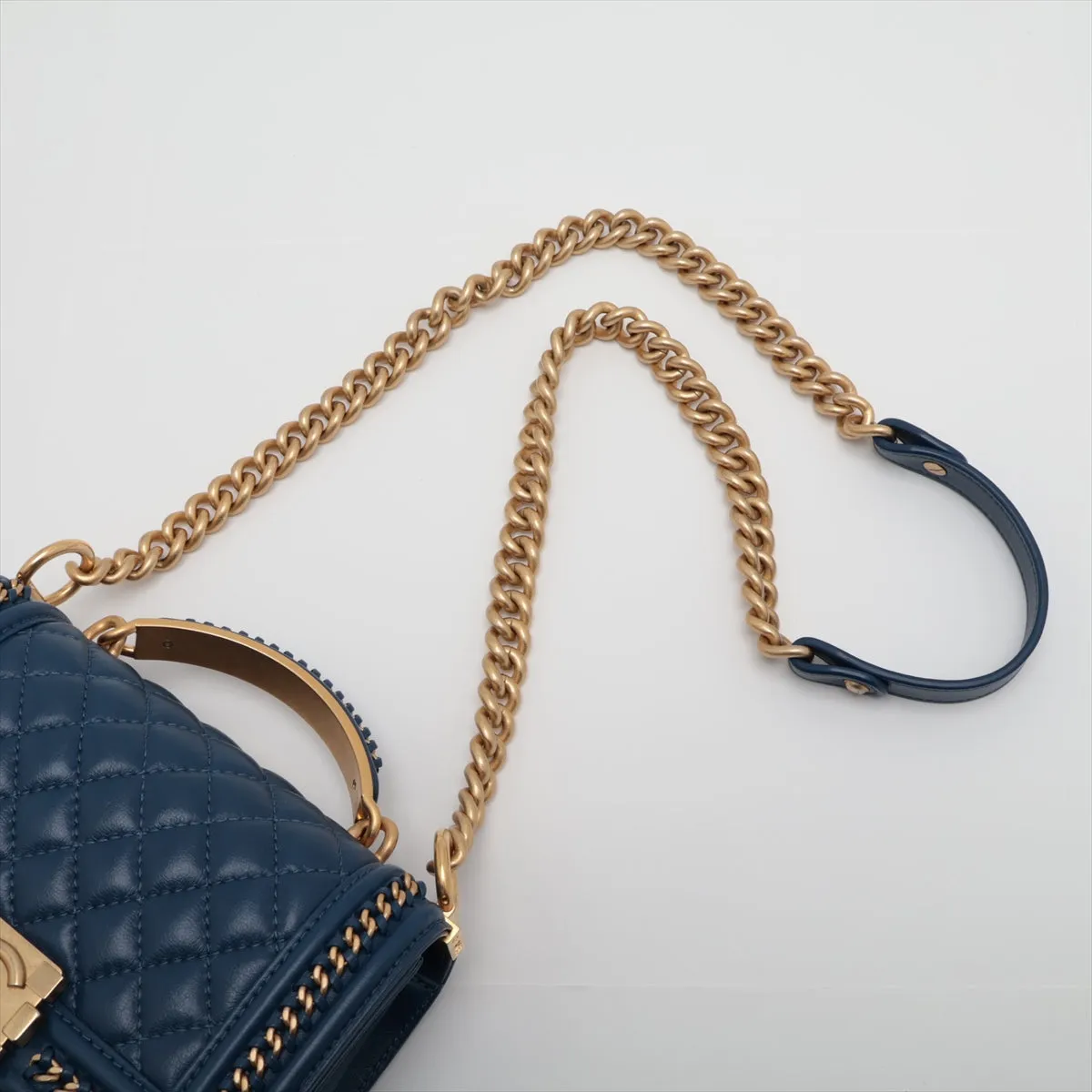 Chanel Boy Chanel 20 Small Chain Leather Shoulder Bag Blue G  A67085