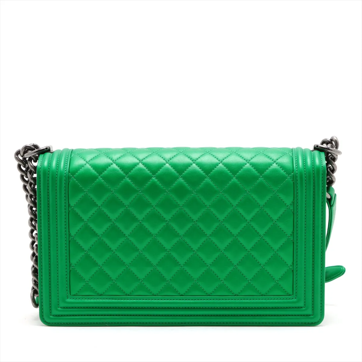 Chanel Boy Chanel 28   Chain Shoulder Bag Green Gummetal Gold  20th A92193