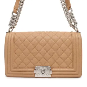 CHANEL Boy Chanel ChainShoulder Bag Beige A67086 Caviar Leather Size 25