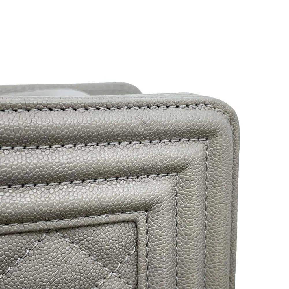 CHANEL Boy Chanel ChainShoulder Gray A67086 Caviar Leather Size 25