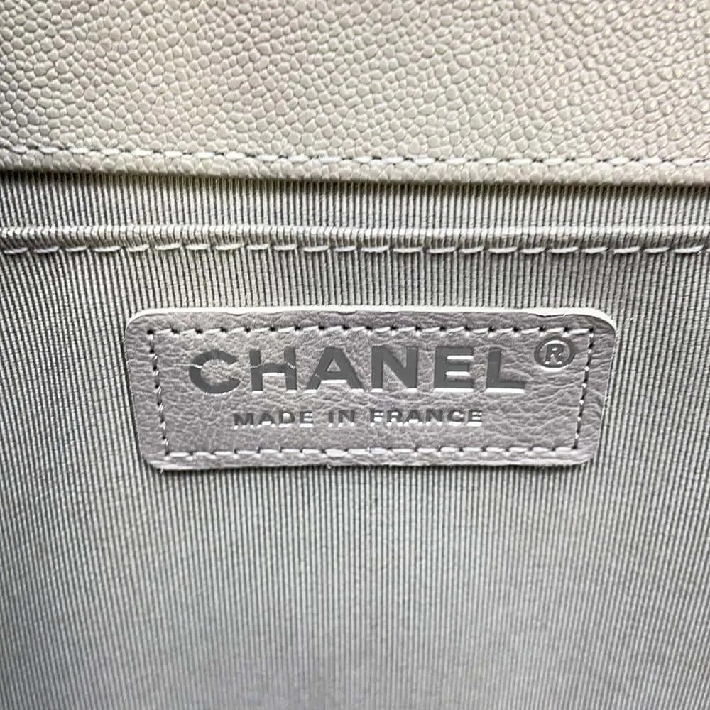 CHANEL Boy Chanel ChainShoulder Gray A67086 Caviar Leather Size 25
