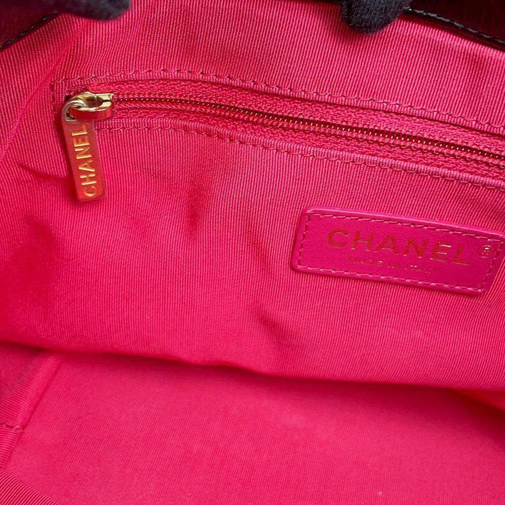 CHANEL CC Logo Drawstring BagChainShoulder Bag Black AS1877 Shiny Aged Calf Leather