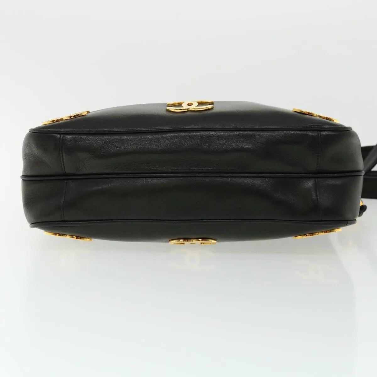 CHANEL Chain Shoulder Bag Lamb Skin Black CC Auth 32454A