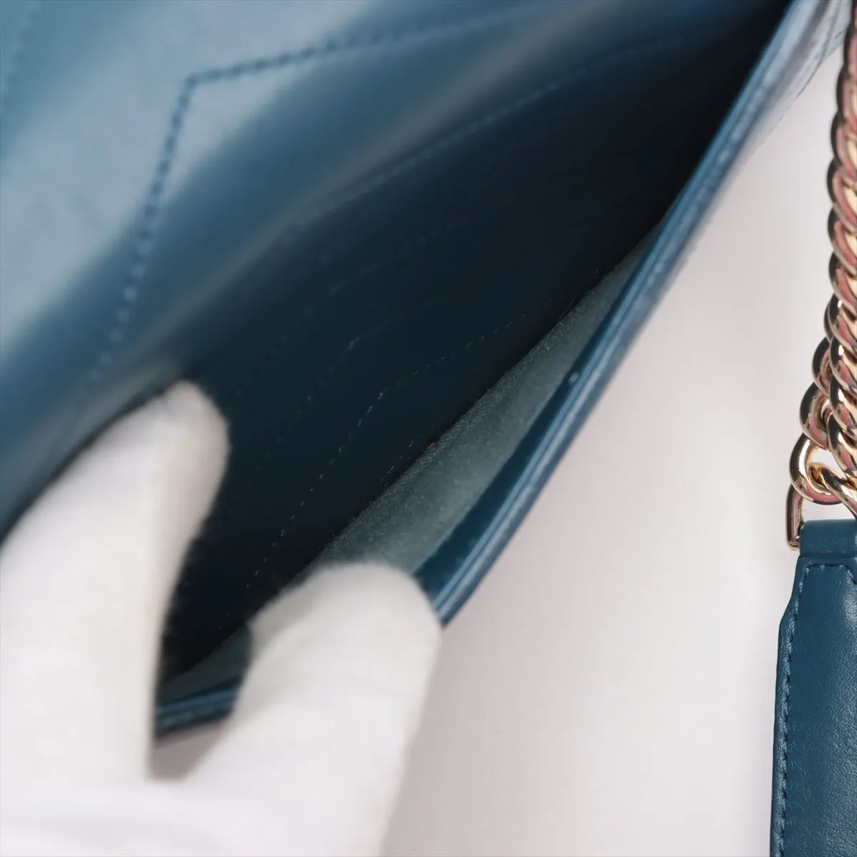 Chanel Chevron in Chain Shoulder Bag Blue G
