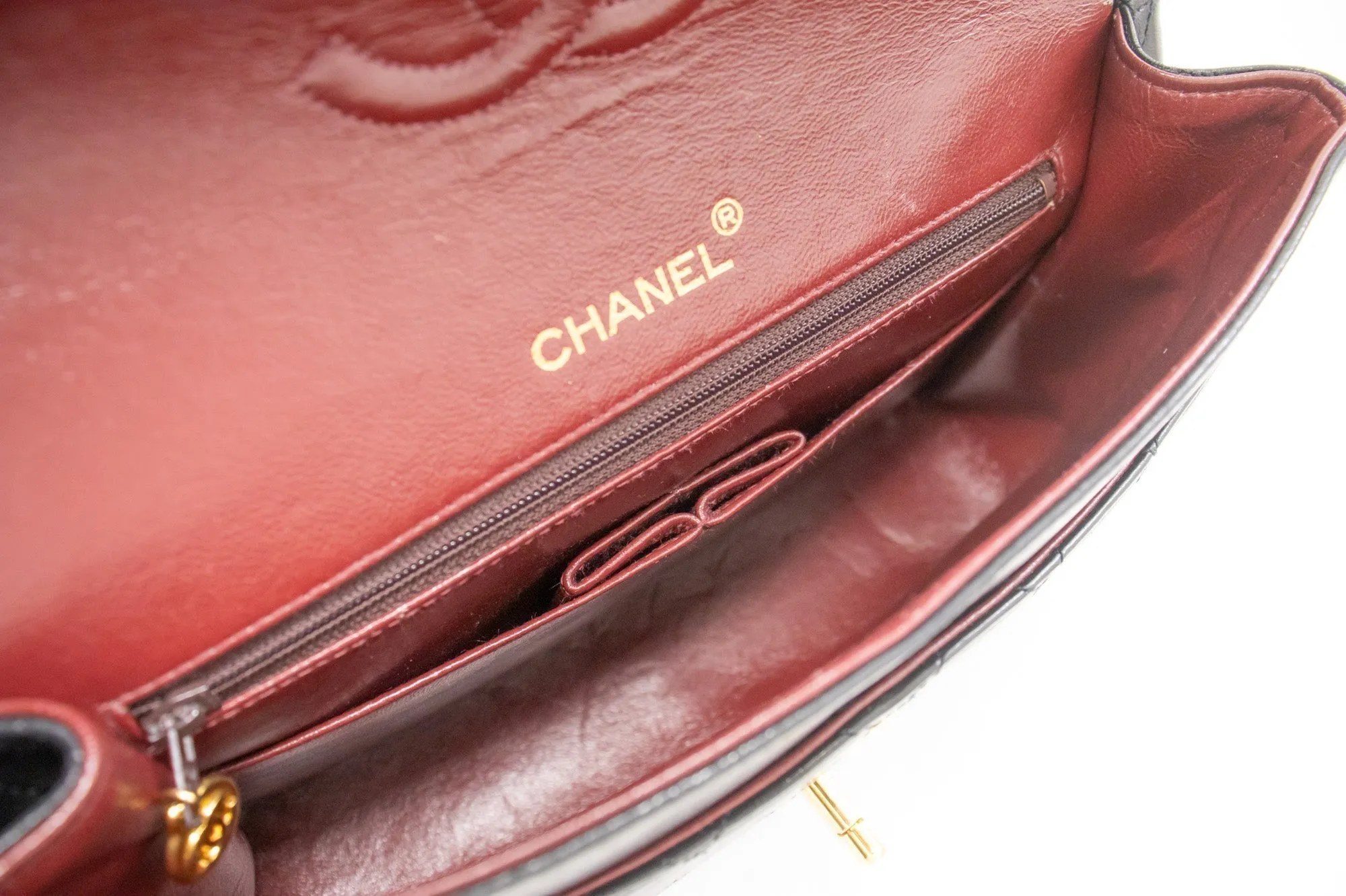 CHANEL Classic Double Flap Chain Shoulder Bag Black Lambskin Purse k88
