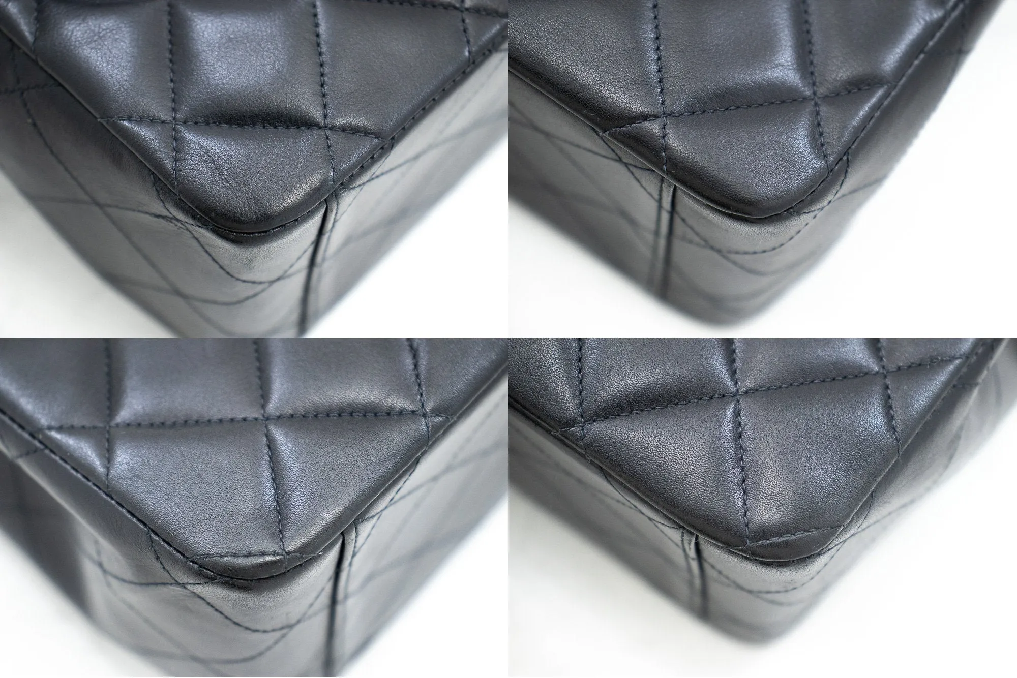 CHANEL Classic Large 13" Flap Chain Shoulder Bag Black Lambskin j63
