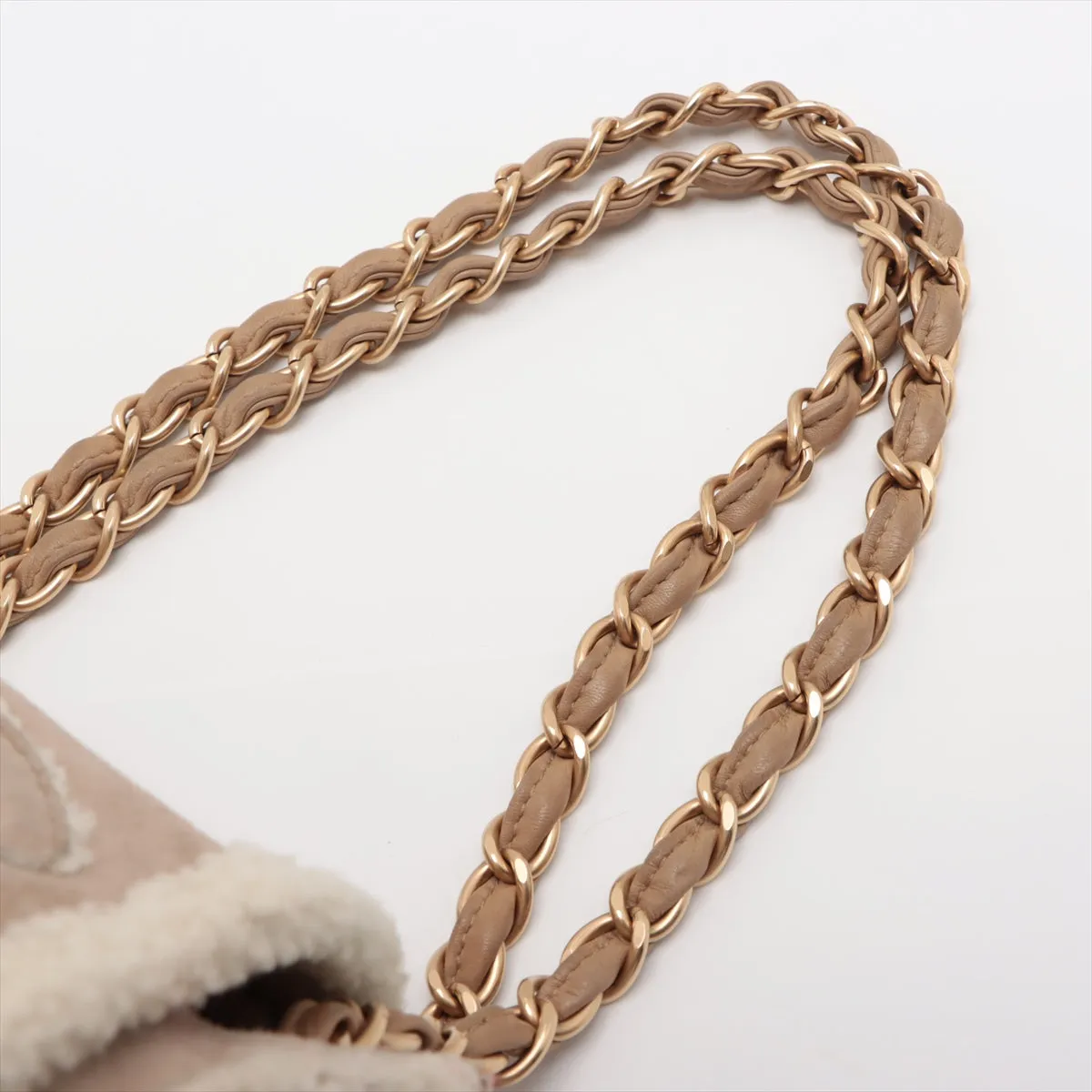 Chanel Coco Mouton Chain Shoulder Bag Beige Gold  7th