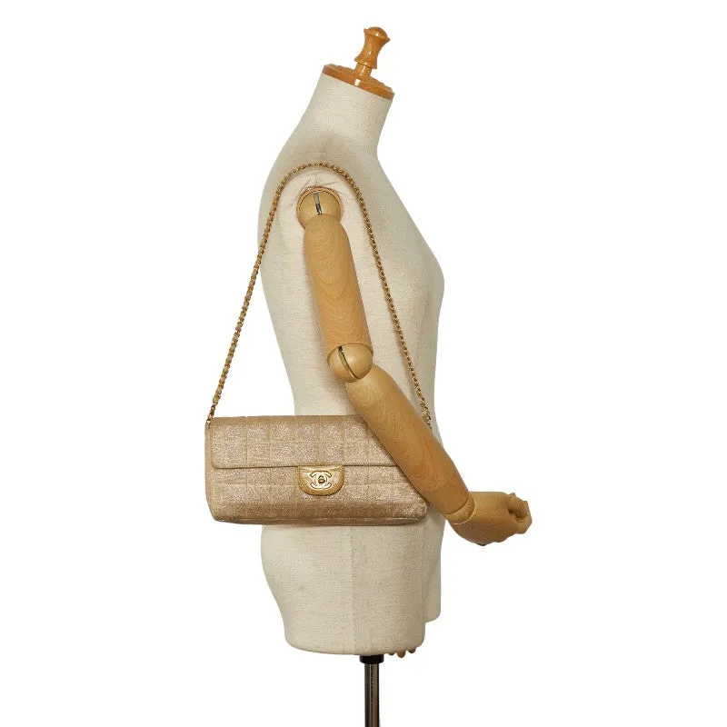 Chanel Coco New Label Line Chain Shoulder Bag Beige Canvas Leather  Chanel