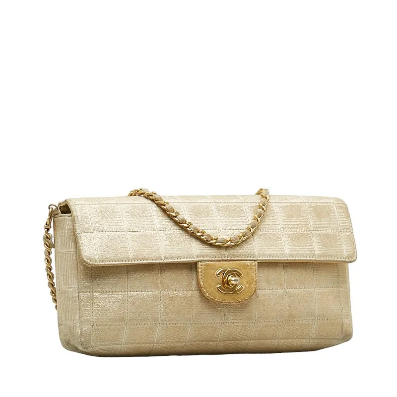 Chanel Coco New Label Line Chain Shoulder Bag Beige Canvas Leather  Chanel